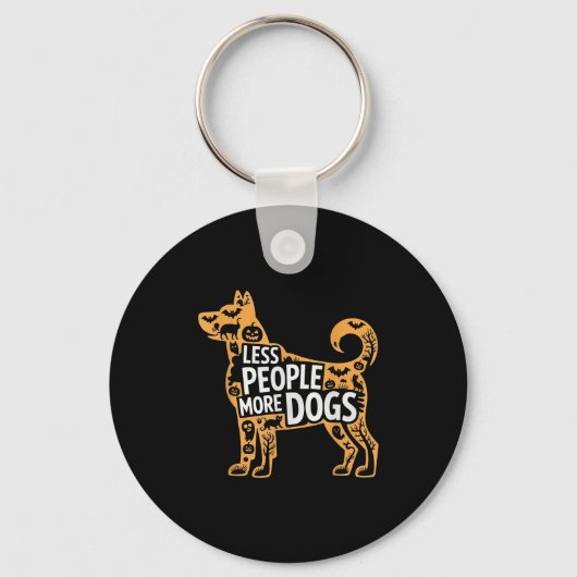 Less People More Dogs Funny Halloween Sleutelhanger (Voorkant)