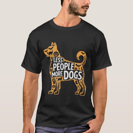 Less People More Dogs Funny Halloween  T-shirt (Voorkant)