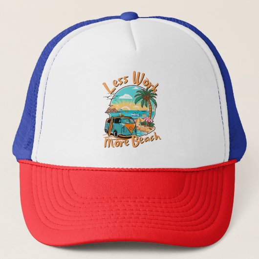 Less Work More Beach for Summer Vacation Trucker Pet (Voorkant)