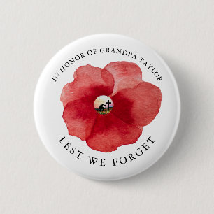 Lest We Forget Ter ere van Remembrance Day Ronde Button 5,7 Cm