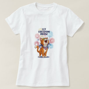 Let Freedom Meow – Patriottisch vuurwerk T-shirt v