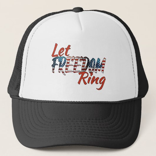 Let Freedom Ring Flag Typography Patriotic Trucker Pet (Voorkant)