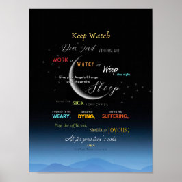 Let goed op de nachtelijke wand van Prayer Poster