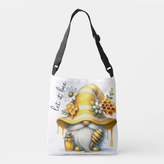 "Let it Bee" Honey Gnome Canvas tas (Achterkant)