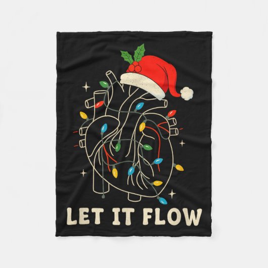 Let It Flow Funny Anatomical Heart Christmas, Medi Fleece Deken (Voorkant)
