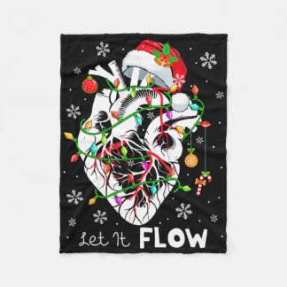 Let It Flowing Xmas Anatomy Santa Heart Part Cardi Fleece Deken