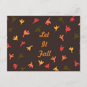 Let It Herfst Briefkaart (Bruin & Sinaasappel)