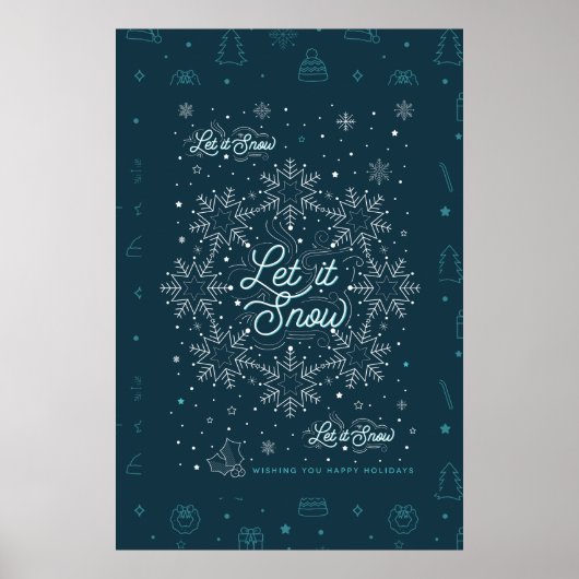 Let It Snow Christmas Poster 24x36 / Noir (Devant)