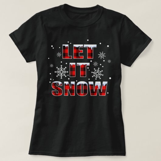 Let It Snow Christmas Snowflake Buffalo Plaid T-shirt (Design voorkant)