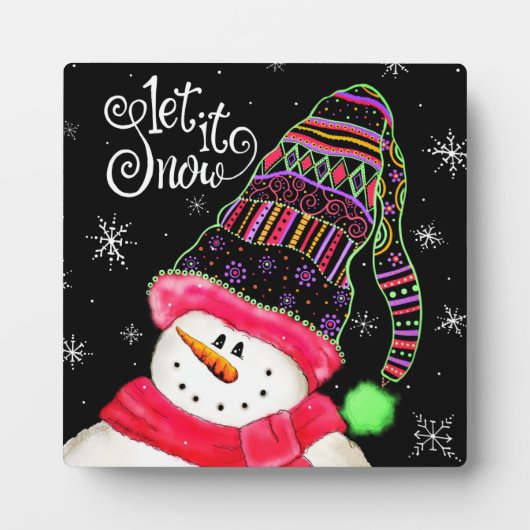 "Let it Snow" Cute Snowman Fotoplaat (Voorkant)