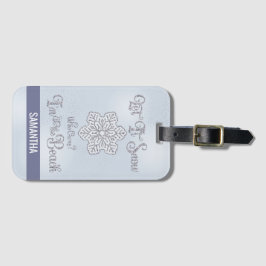 Let it Snow–Funny Christmas Beach Silver Bagagelabel