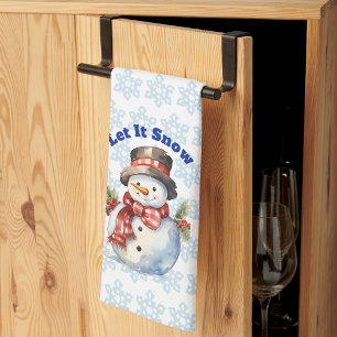 Let It Snow - Holiday Snowman Serviette de cuisine
