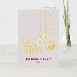 "Let it Snow" Roze Gevouwen Folie Vakantie Kaart