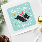 Let it Snow Schattige Scottie Dog Kerstnaam Groen Vierkante Sticker