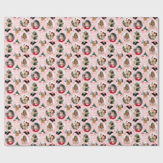 Let it Snow Scottie Dog Fun Custom Photo Pink Cadeaupapier (Vlak)