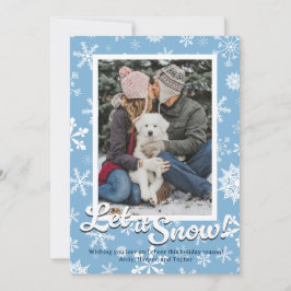 Let it Snow Snowflake Holiday Card with Photo Feestdagenkaart