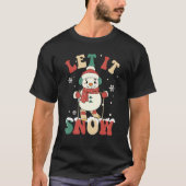 Let It Snow Snowman Groovy Retro Christmas Holiday T-shirt (Voorkant)