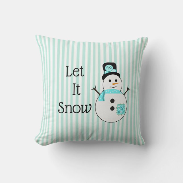 Let It Snow Snowman Turquoise & blanc Coussin de N (Recto)