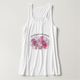 let je eigen baarmoeder met rust (roze bloemen) tanktop