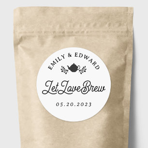 Let Love Brew Wedding Tea Favor Ronde Sticker