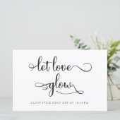 "Let love glow" Zwart Wit Trouwbord (Staand voorkant)