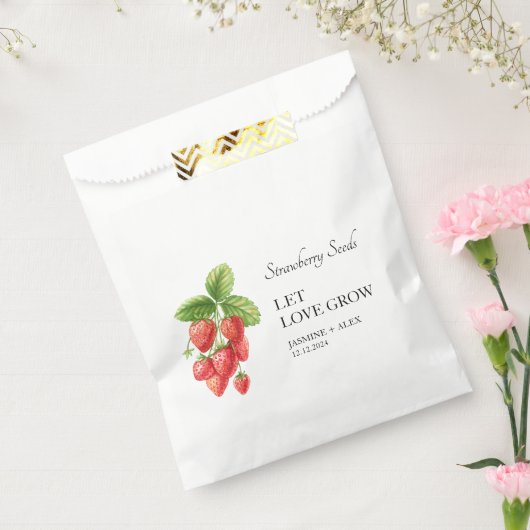 Let Love Grow | Aardbeienzaad Bruiloft Favor Bag Bedankzakje (Gezegeld)