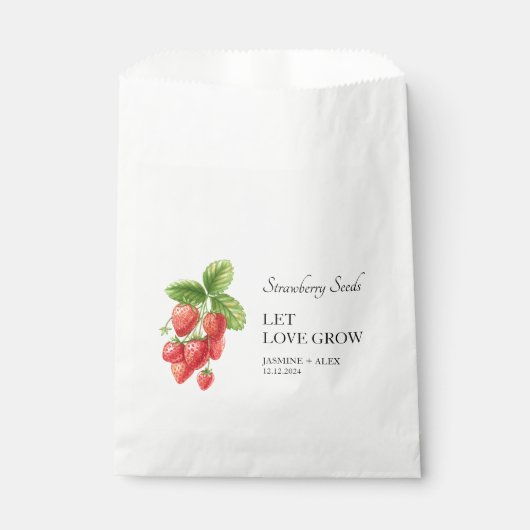 Let Love Grow | Aardbeienzaad Bruiloft Favor Bag Bedankzakje (Voorkant)