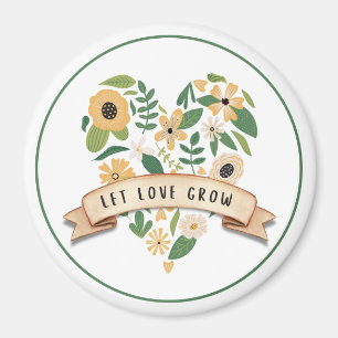 Let Love Grow Botanisch hart 3" Magnet Magneet