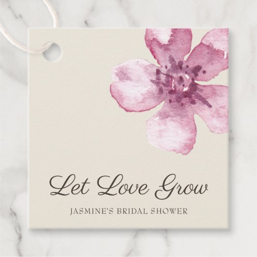 Let Love Grow Elegant Cherry Blossom Vrijgezellenf Bedankjes Labels (Voorkant)