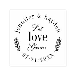 Let Love Grow | Elegante Typografie Trouwdatum Zelfinktende Stempel