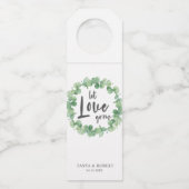 Let Love Grow Eucalyptus Wreath Wedding Sage green Flessenhanger (Voorkant)