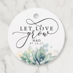 Let Love Grow Gold Greenery Elegant Wedding Bedankjes Labels