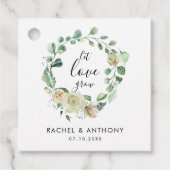 Let Love Grow Hand lettering White Rose Wreate Bedankjes Labels (Voorkant)