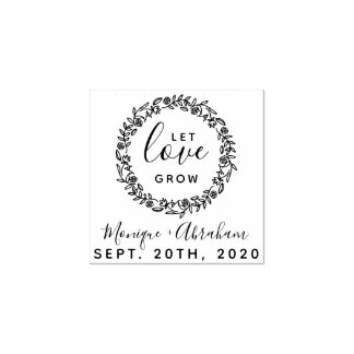 Let Love Grow | Rustieke botanische krans bruiloft Rubberstempel