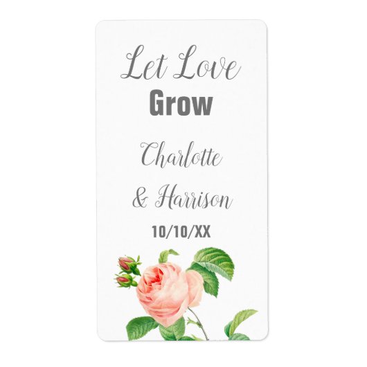Let Love Grow Seed Packet Weddenschap Favor Label (Voorkant)