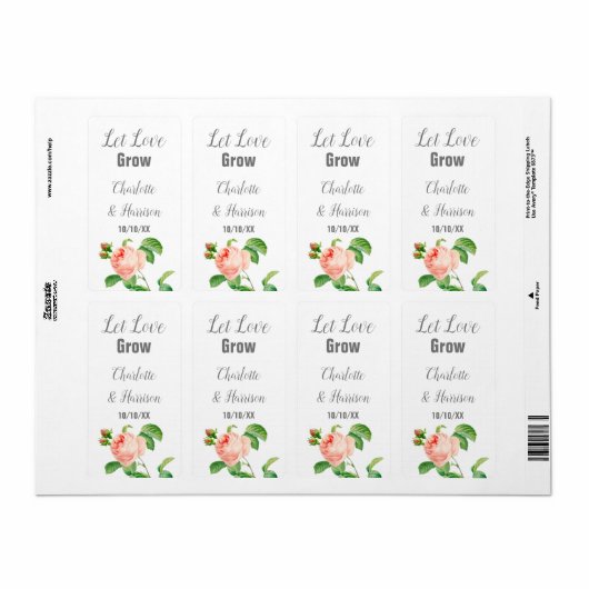 Let Love Grow Seed Packet Weddenschap Favor Label (Full Sheet)
