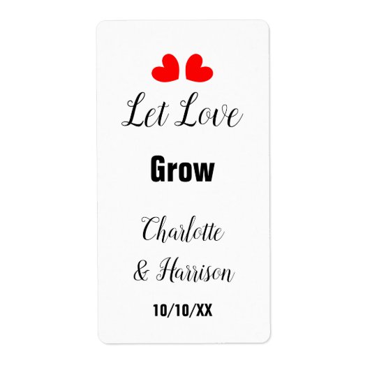 Let Love Grow Seed Packet Weddenschap Favor Label (Voorkant)
