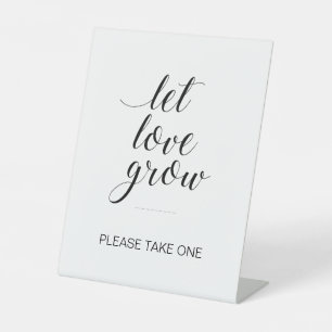 Let Love Grow Wedding Botanical Favors Reclamebord Met Voetstuk