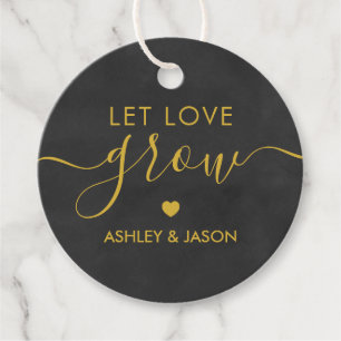 Let Love Grow, Wedding Gift Label, Chalkboard Gold Bedankjes Labels