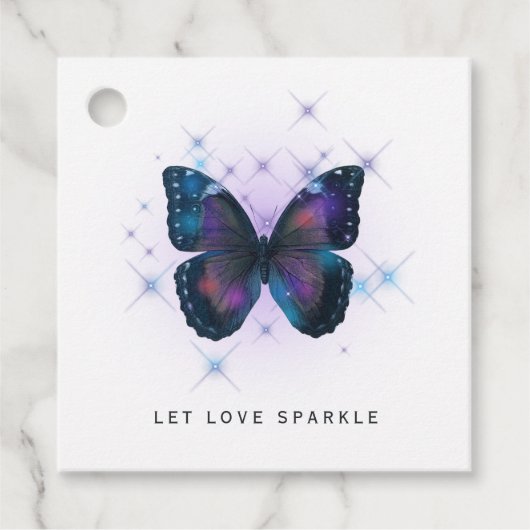 Let Love Sparkle Butterfly and Lace Wedding Bedankjes Labels (Voorkant)