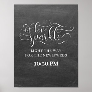 Let Love Sparkle Chalkboard Wedding Sign Poster