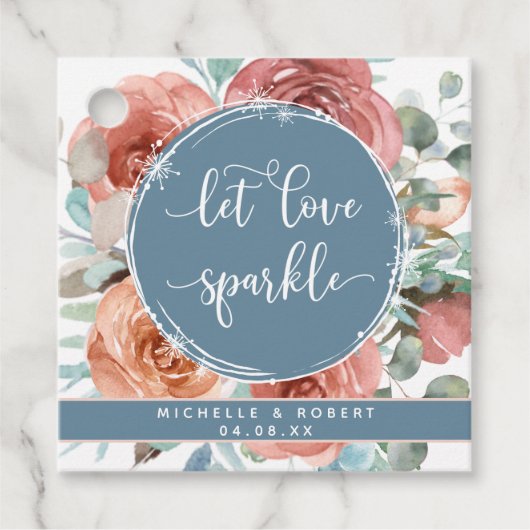Let Love Sparkle, Etheral Floral Wedding Sparkler Bedankjes Labels (Voorkant)