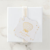 Let Love Sparkle Gold Seashell Beach Wedding Bedankjes Labels (Met doos)