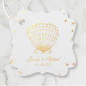 Let Love Sparkle Gold Seashell Beach Wedding Bedankjes Labels (Voorkant)