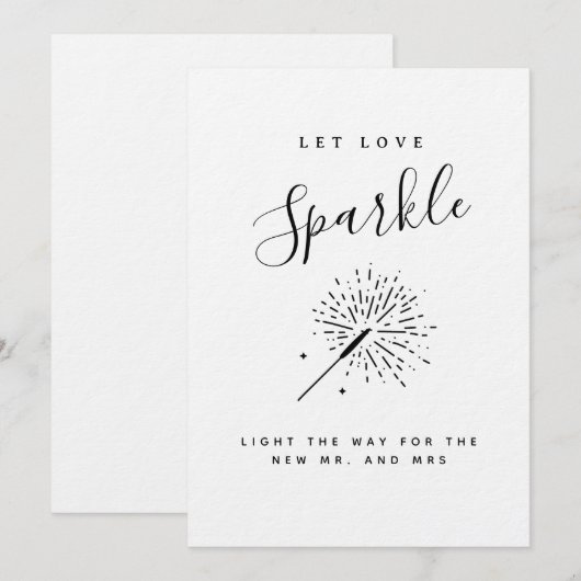 Let Love Sparkle Modern Minimalist Wedding  Kaart (Voorkant / Achterkant)