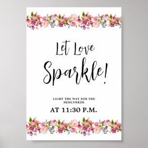Let love Sparkle rose Floral signe Poster