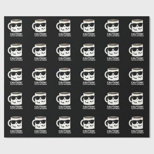 Let op 100% Hotness Funny Coffee Pun Dark BG Cadeaupapier (Vlak)
