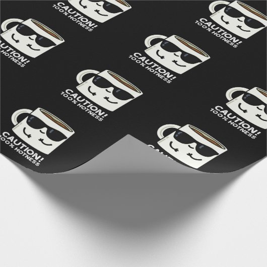 Let op 100% Hotness Funny Coffee Pun Dark BG Cadeaupapier (Hoek)