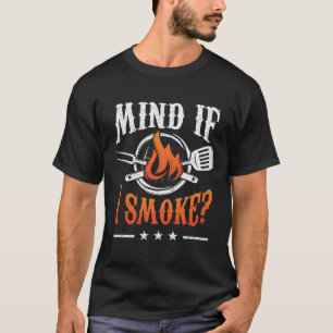Let op als ik rook BBQ grillen Byrbecue roker Pitm T-shirt
