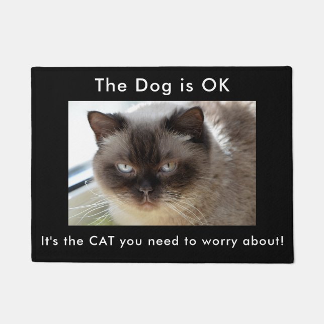 Let op: Angry Cat Dog OK Welkom Mat (Voorkant)